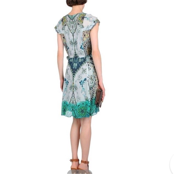 Etro Silk Dress,abstract print,short sleeve,half button,back zip,midi - Picture 2 of 14